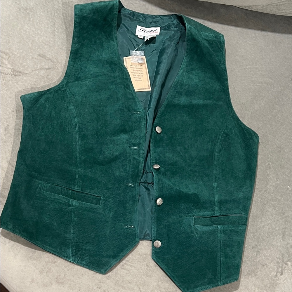 Men's Deep Green Suede Vest